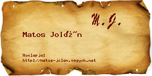 Matos Jolán névjegykártya